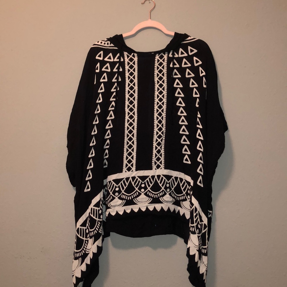 Sheer pullover with hood